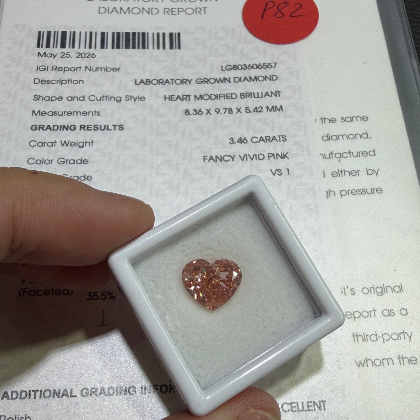 3.46ct Heart Cut Lab Grown Diamond (Fancy Vivid Pink, VS1, IGI Certified)