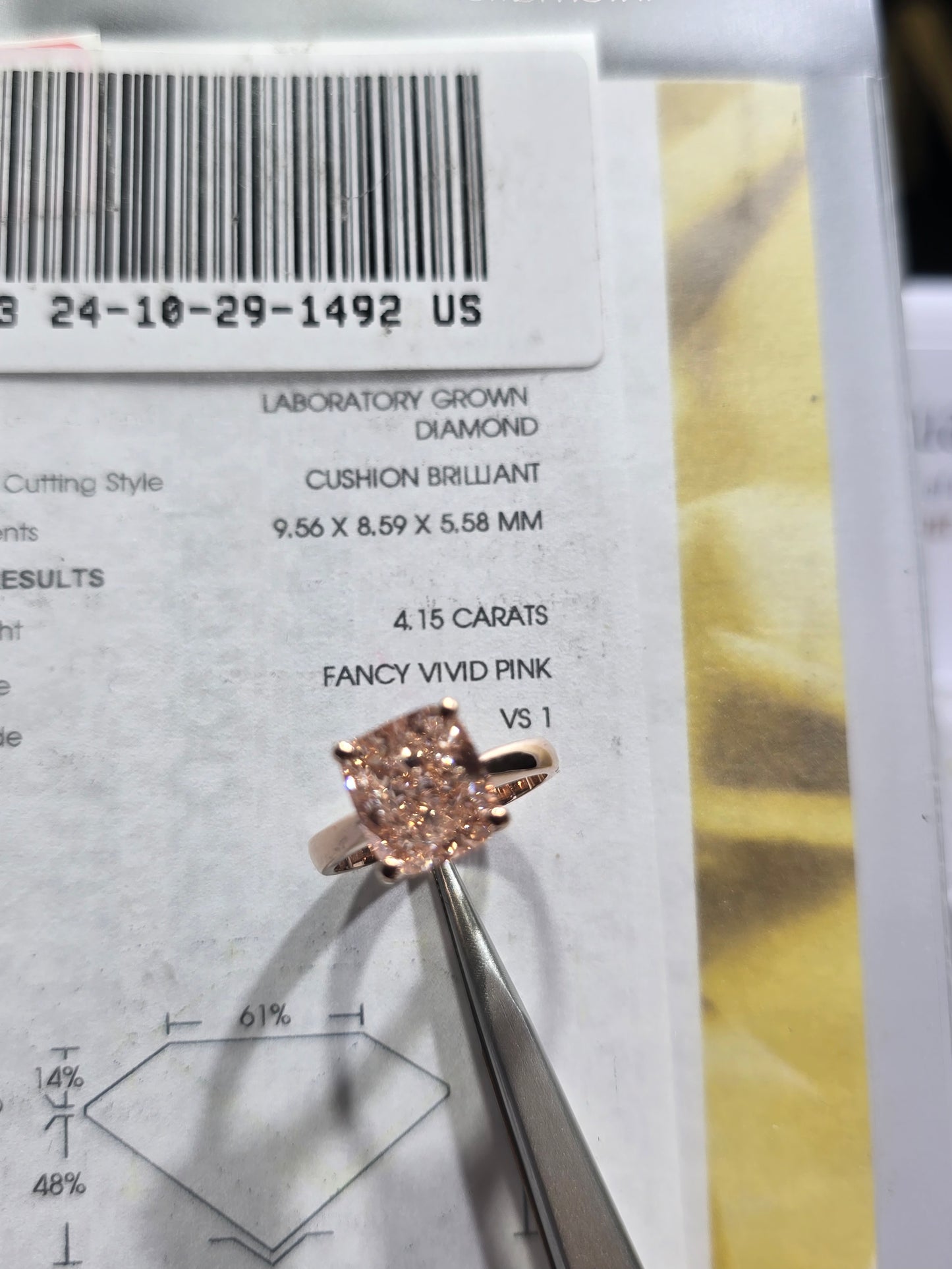 Solitaire rings 💍 Pink cushion 4 Carat 💎 IGI LabgrownDiamomd 🔥