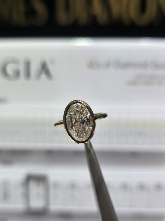 Bezel Oval Rings 💍 3 Carat E/VS1 💎 IGI Labgrown Diamond + 14k solid gold