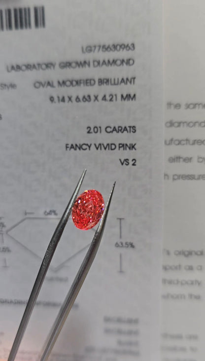 Beautiful Fancy Pink Oval 2.01 Carat VS2 💎 IGI Labgrown Diamond 🔥