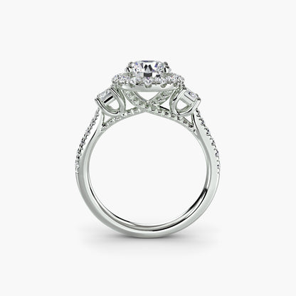Three-Stone Ring with Halo 2
