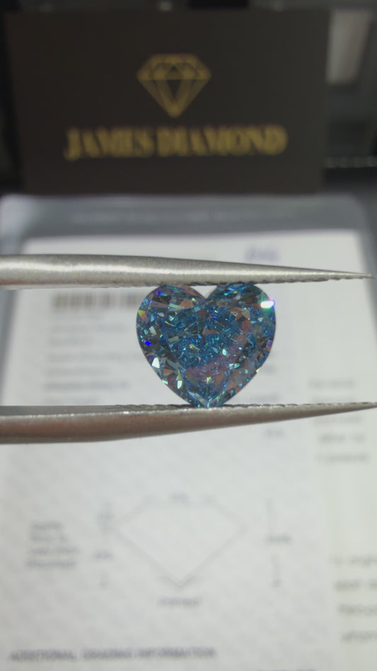 2.01ct Heart Modified Brilliant Lab Grown Diamond (Fancy Vivid Blue, VS2, IGI Certified)