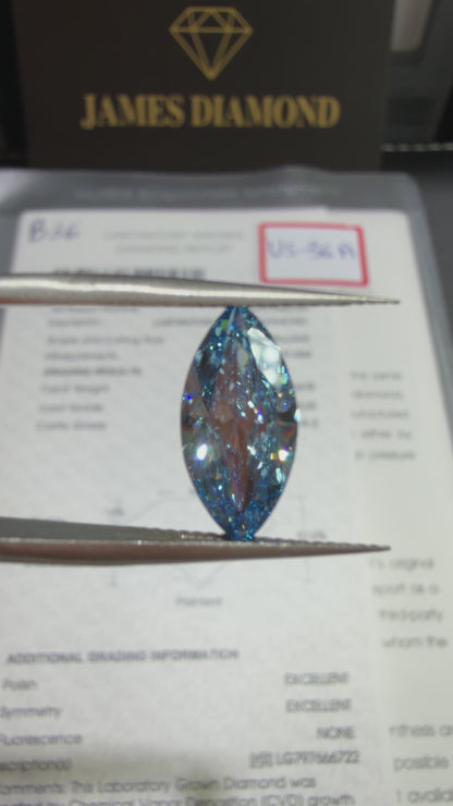 2.02ct Marquise Brilliant Lab Grown Diamond (Fancy Vivid Blue, VS2, IGI Certified)
