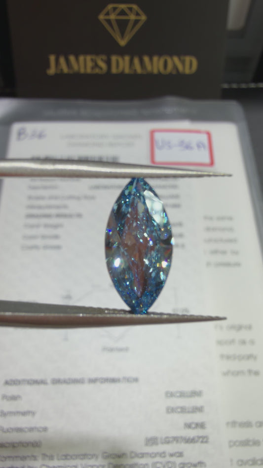 2.02ct Marquise Brilliant Lab Grown Diamond (Fancy Vivid Blue, VS2, IGI Certified)