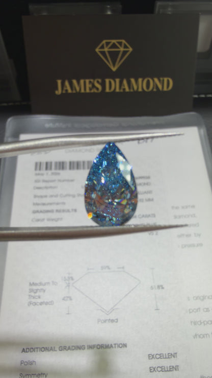 3.04ct Pear Brilliant Lab Grown Diamond (Fancy Vivid Blue, VS2, IGI Certified)