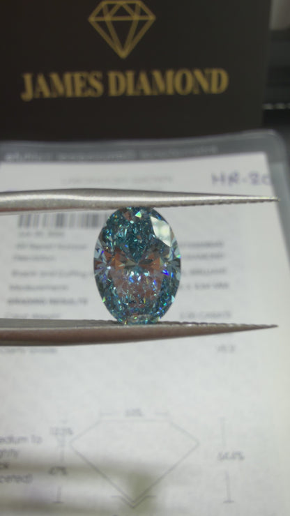 2.00ct Oval Brilliant Lab Grown Diamond (Fancy Vivid Blue, VS2, IGI Certified)