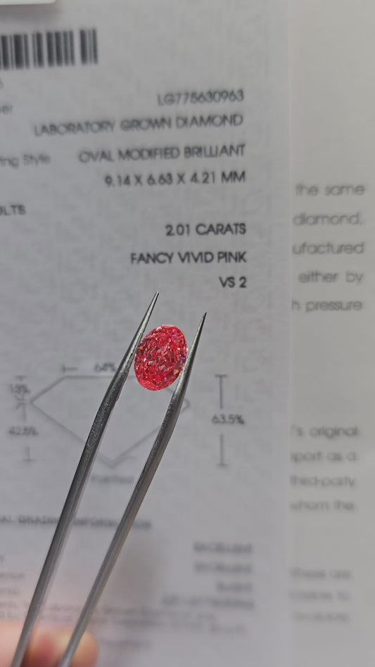 Beautiful Fancy Pink Oval 2.01 Carat VS2 💎 IGI Labgrown Diamond 🔥