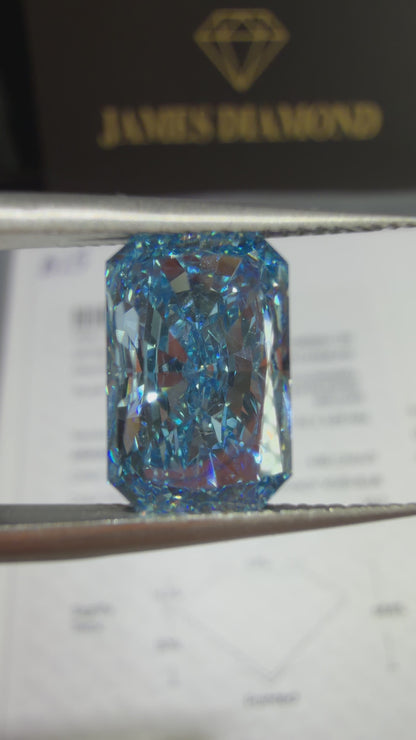 4.00ct Cut Cornered Rectangular Modified Brilliant Lab Grown Diamond (Fancy Vivid Blue, VS2, IGI Certified)