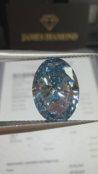 3.03ct Oval Brilliant Lab Grown Diamond (Fancy Vivid Blue, VS1, IGI Certified)