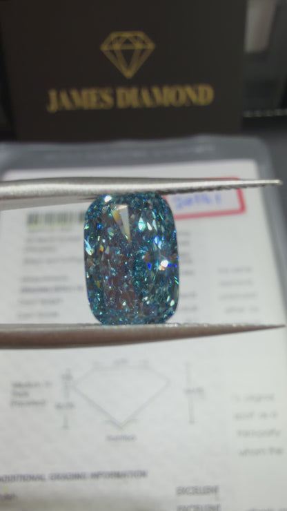 3.08ct Cushion Modified Brilliant Lab Grown Diamond (Fancy Vivid Blue, VS1, IGI Certified)