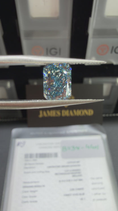2.03ct Cut Cornered Rectangular Modified Brilliant Lab Grown Diamond (Fancy Vivid Blue, VS1, IGI Certified)