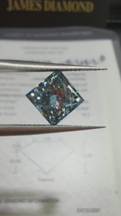 2.00ct Princess Cut Lab Grown Diamond (Fancy Vivid Blue, VS2, IGI Certified)