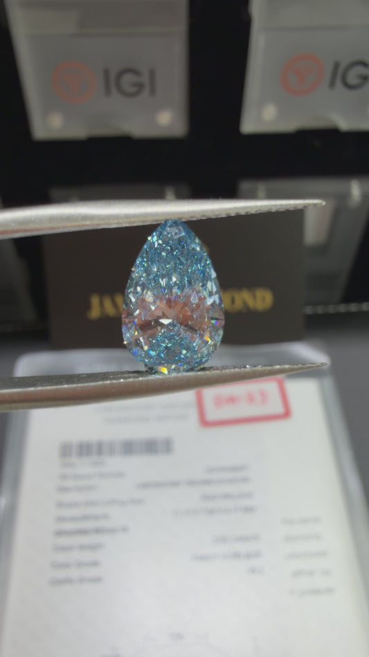 2.00ct Pear Brilliant Lab Grown Diamond (Fancy Vivid Blue, VS2, IGI Certified)