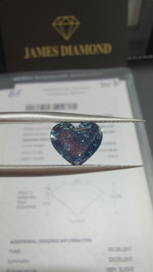 2.05ct Heart Modified Brilliant Lab Grown Diamond (Fancy Vivid Blue, VVS2, IGI Certified)