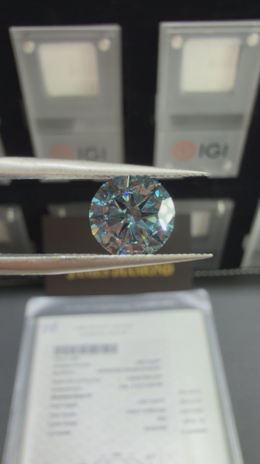 2.00ct Round Brilliant Lab Grown Diamond (Fancy Vivid Blue, VS2, IGI Certified)