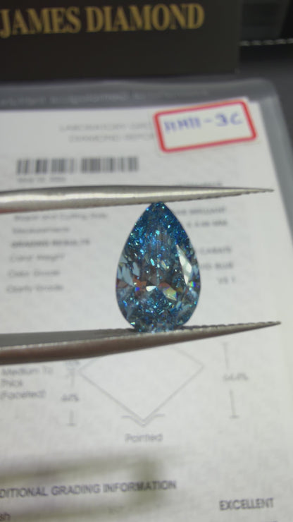 2.00ct Pear Brilliant Lab Grown Diamond (Fancy Vivid Blue, VS1, IGI Certified)