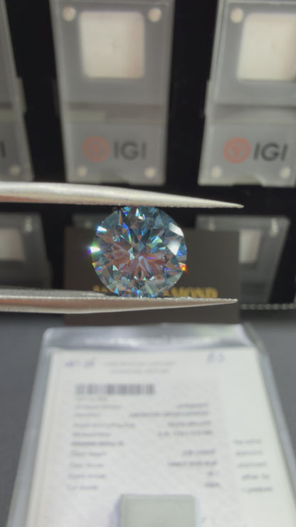 3.02ct Round Brilliant Lab Grown Diamond (Fancy Vivid Blue, VS1, IGI Certified)