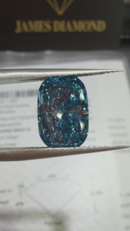 3.08ct Cushion Brilliant Lab Grown Diamond (Fancy Vivid Blue, VS1, IGI Certified)