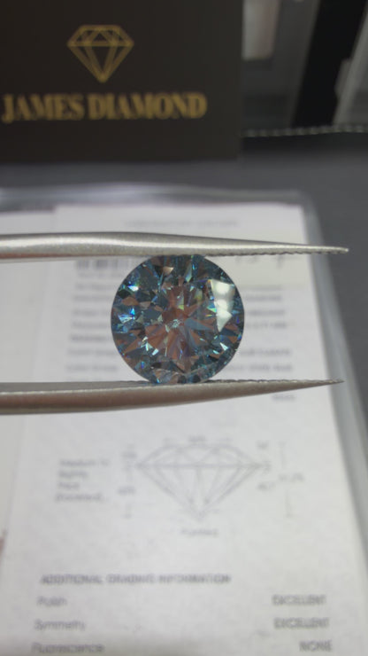 3.05ct Round Brilliant Lab Grown Diamond (Fancy Vivid Blue, VS1, IGI Certified)