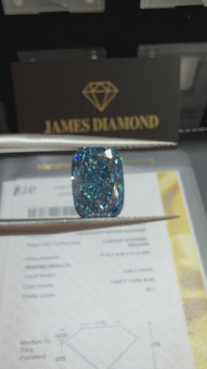 2.04ct Cushion Modified Brilliant Lab Grown Diamond (Fancy Vivid Blue, VS1, IGI Certified)