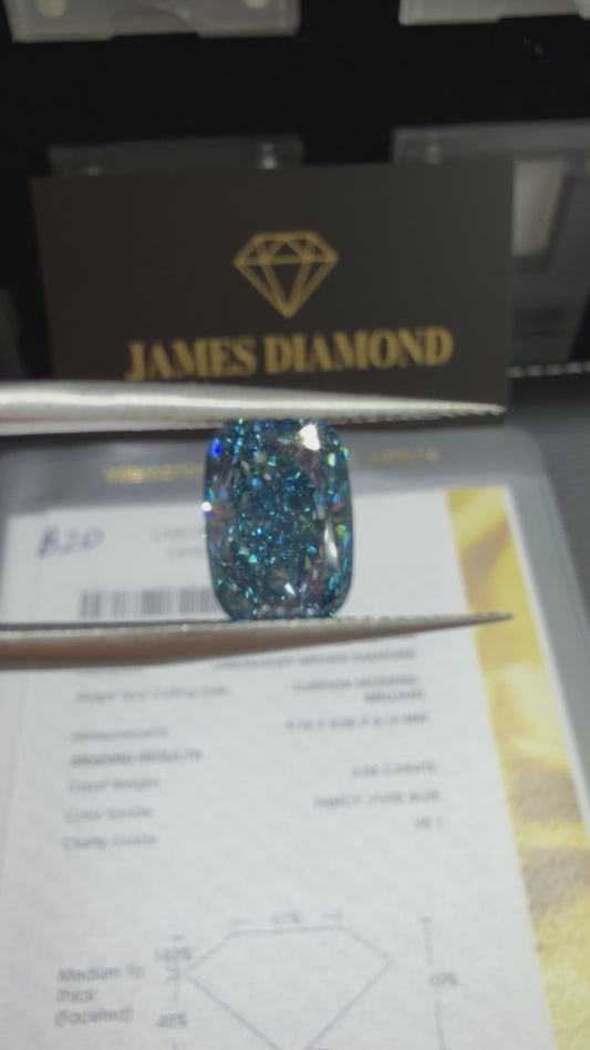 2.04ct Cushion Modified Brilliant Lab Grown Diamond (Fancy Vivid Blue, VS1, IGI Certified)