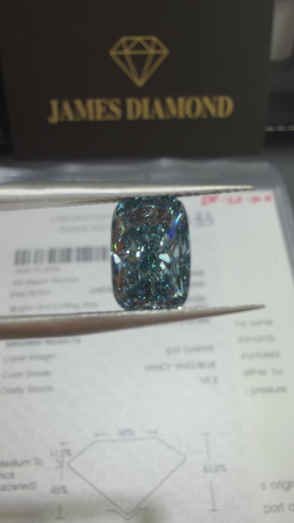 2.01ct Cushion Modified Brilliant Lab Grown Diamond (Fancy Vivid Blue, VS2, IGI Certified)