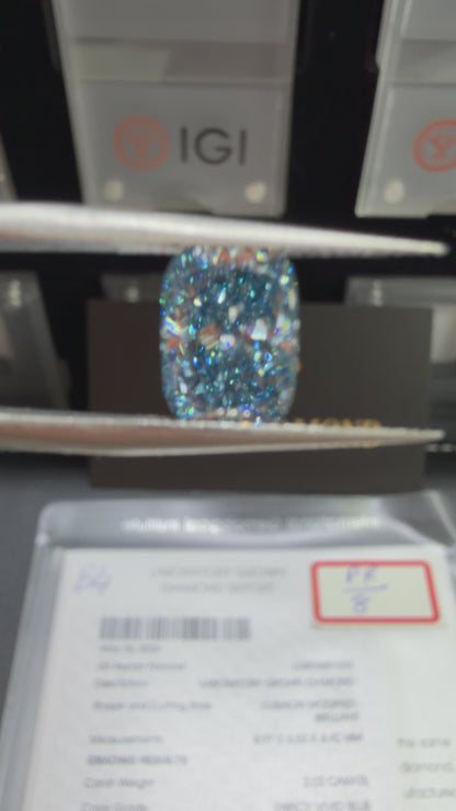 2.02ct Cushion Modified Brilliant Lab Grown Diamond (Fancy Vivid Blue, VS1, IGI Certified)