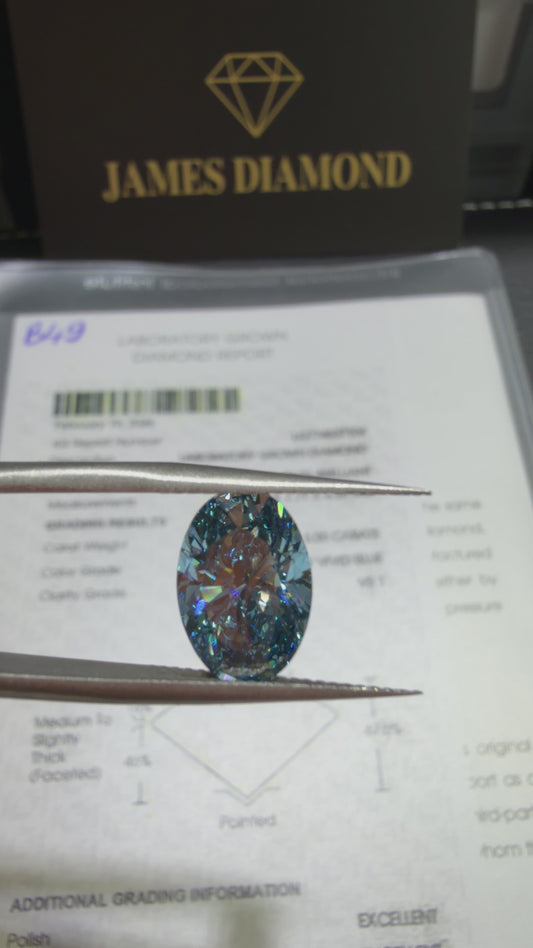 3.00ct Oval Brilliant Lab Grown Diamond (Fancy Vivid Blue, VS1, IGI Certified)