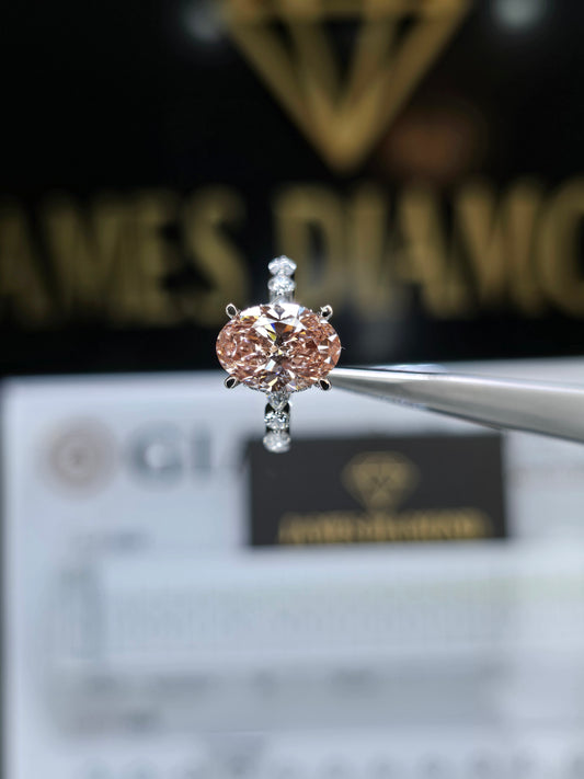 Beautiful design 💍Center Pink Oval 3CT / VS1 +14k solid gold 💎
