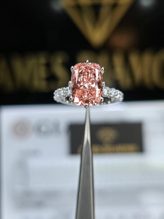 Pink Cushion Ring 💍 Center Pink 5 Carat + 14k solid gold 💥