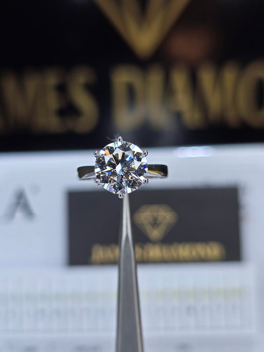 Solitaire rings / 6 Prong 💍 Round 3CT E/VS1 + 14k solid gold 💥