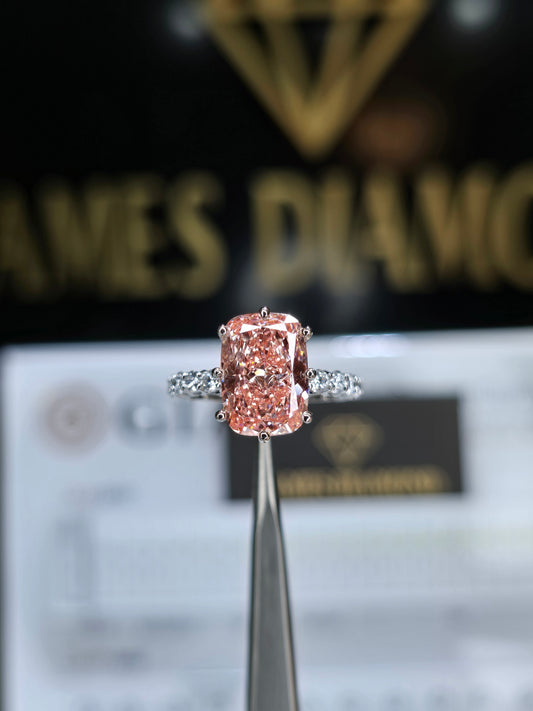 Pink Cushion Ring 💍 Center Pink 5 Carat + 14k solid gold 💥